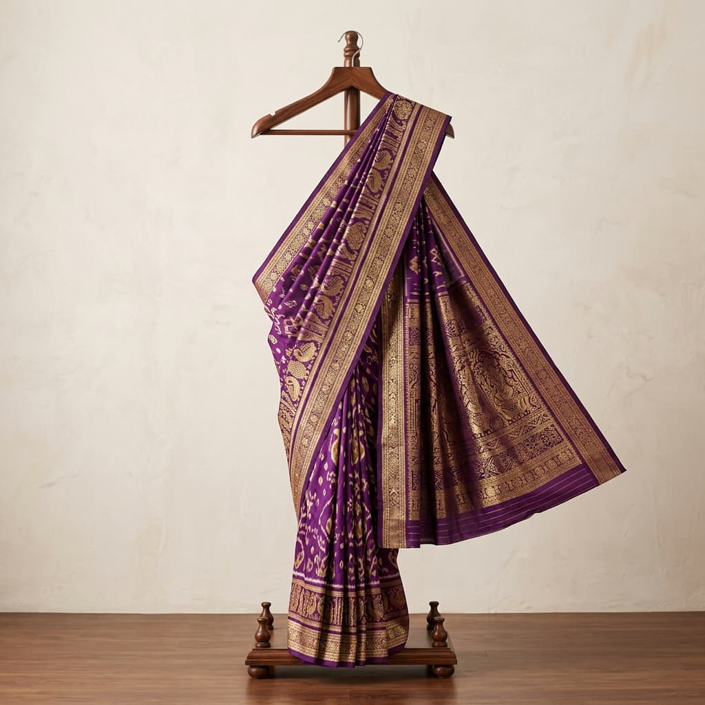 Meghmalhar — The Rain Song — Exclusive Masterpiece handwoven by artisans from Sonepur, Odisha. Pure Kosa Silk. Available at Ambika Handloom.