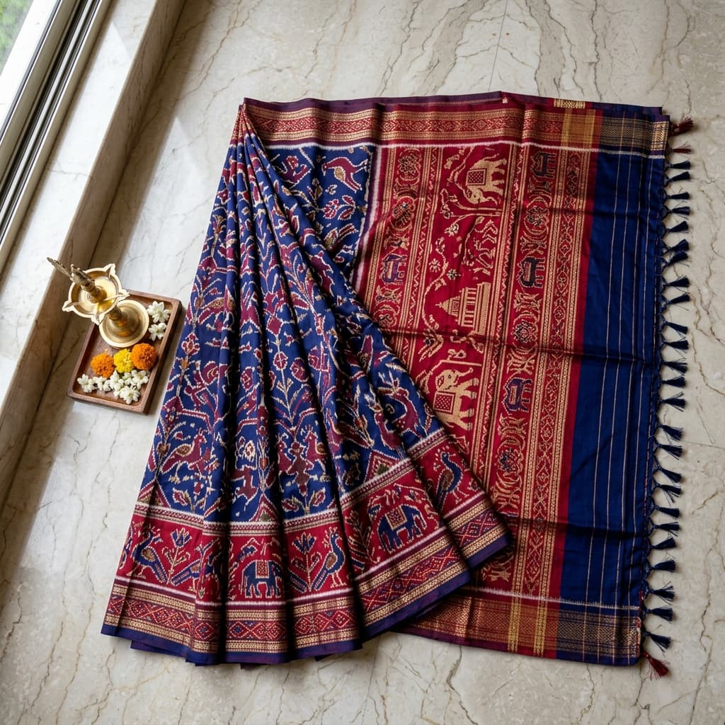 Nilambari — The Midnight Sky | Exclusive Masterpiece | Ambika Handloom Nilambari — The Midnight Sky — Exclusive Masterpiece handwoven by artisans from Sonepur, Odisha. Pure Mulberry Silk. Available at Ambika Handloom.